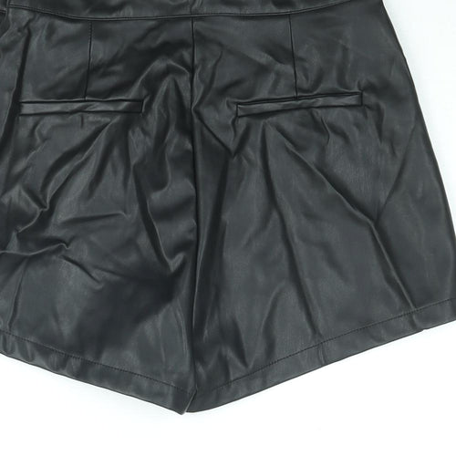 ASOS Womens Black Polyester Basic Shorts Size 8 Regular Zip - Faux Leather