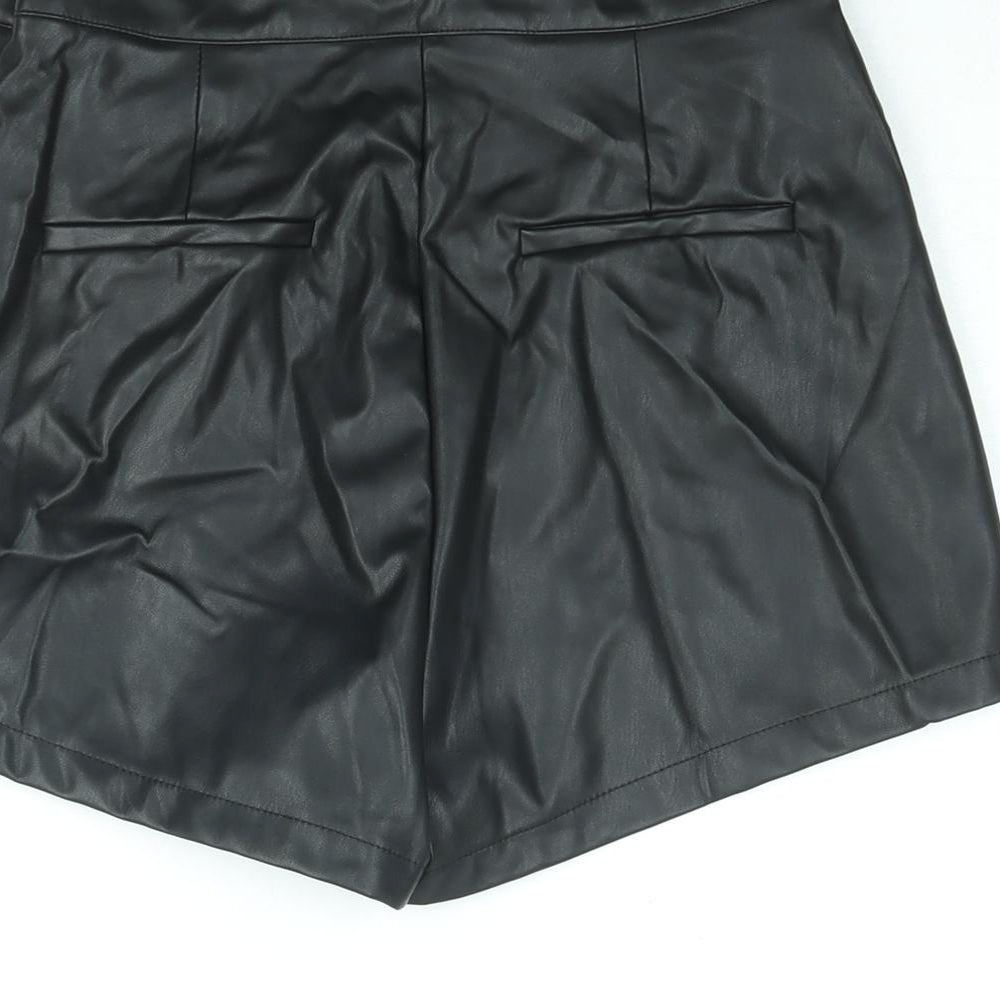 ASOS Womens Black Polyester Basic Shorts Size 8 Regular Zip - Faux Leather