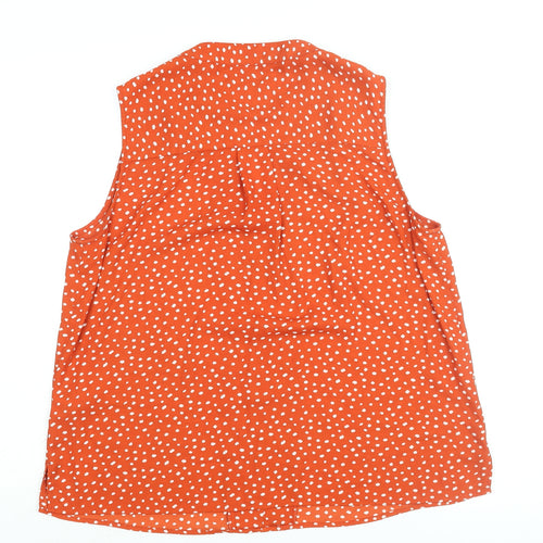 Marks and Spencer Womens Orange Polka Dot Polyester Basic Blouse Size 16 V-Neck