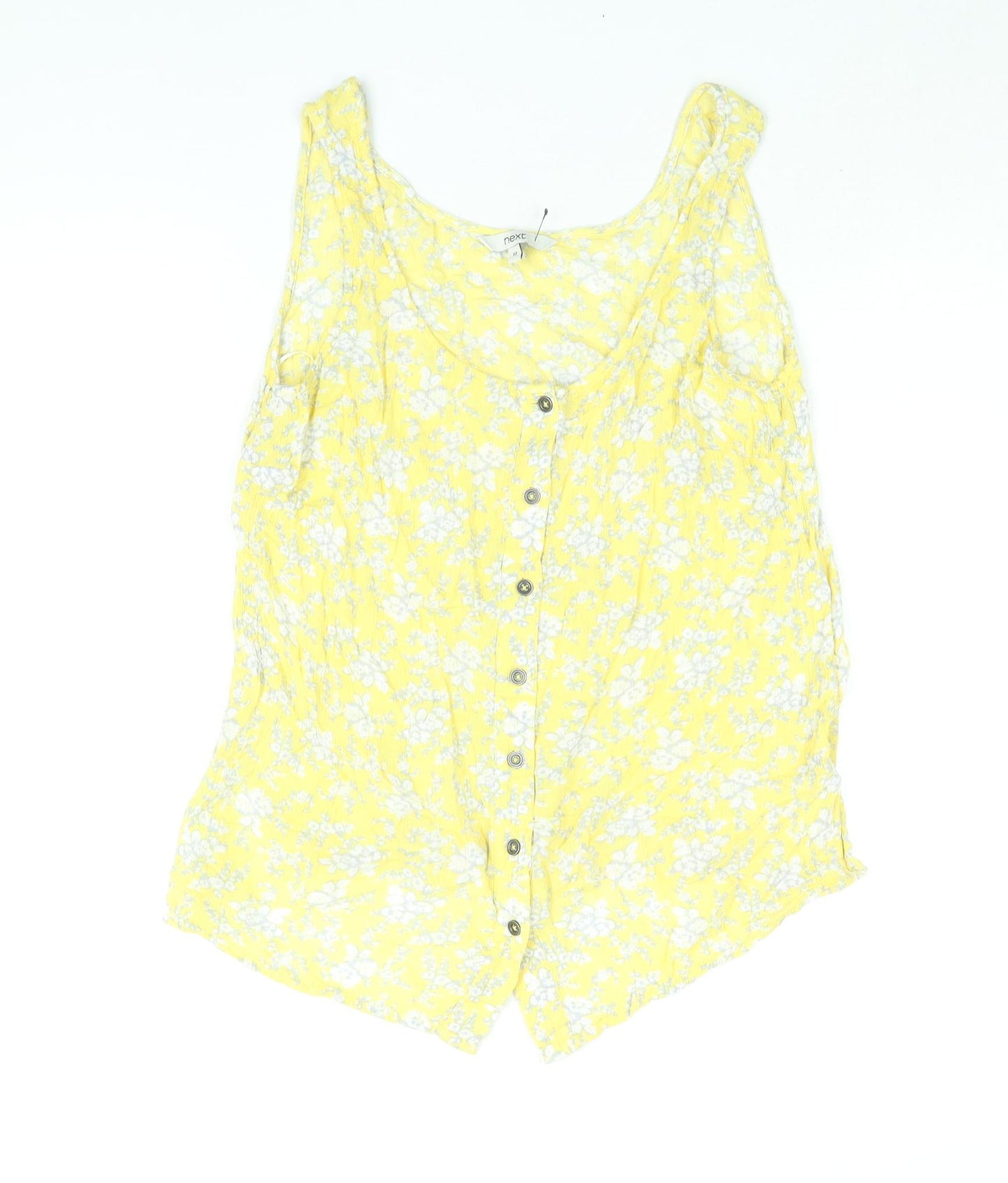 NEXT Womens Yellow Floral Viscose Camisole Blouse Size 12 Scoop Neck