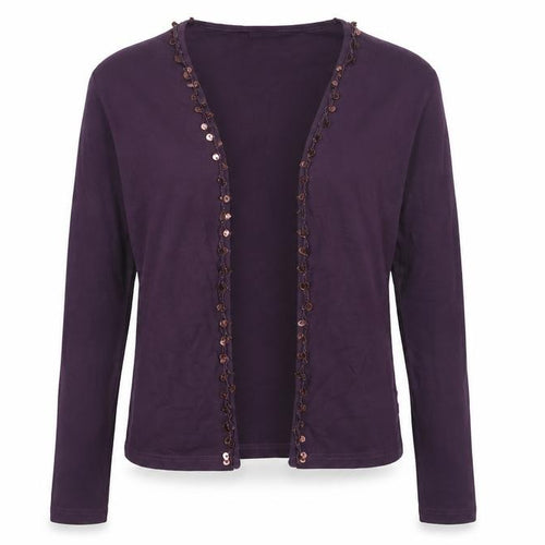 ELLE Womens Purple V-Neck Viscose Cape Jumper Size M - Sequin Trim