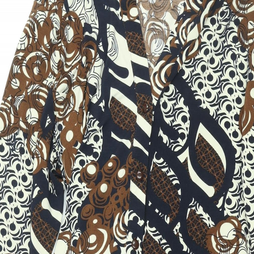 Per Una Womens Multicoloured Geometric Polyester Shirt Dress Size 12 Collared Button - Belted