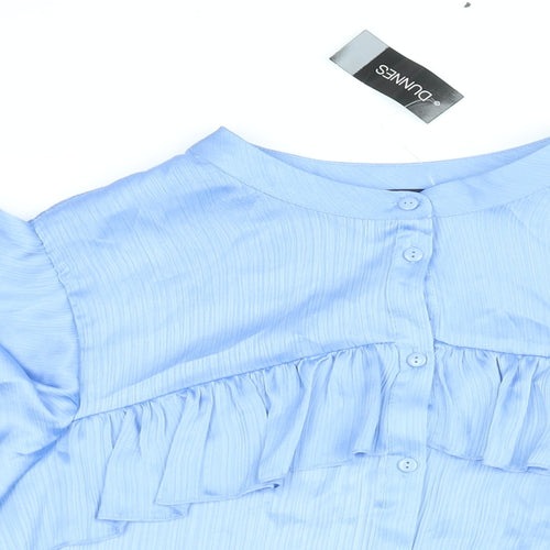 Dunnes Stores Womens Blue Polyester Basic Blouse Size XL Round Neck - Frill