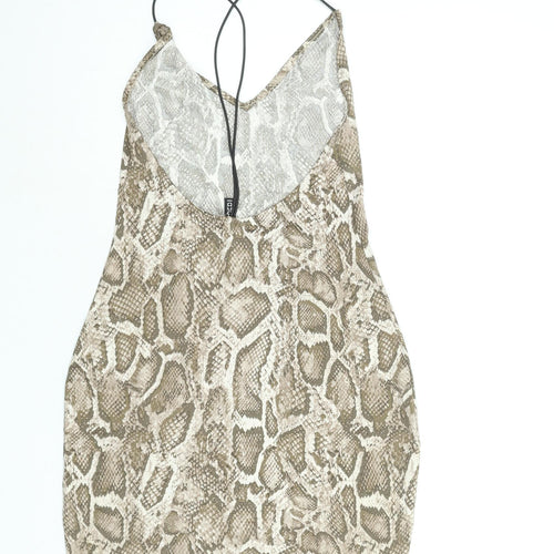 Divided by H&M Womens Brown Animal Print Polyester Bodycon Size M V-Neck Pullover - Snakeskin Print