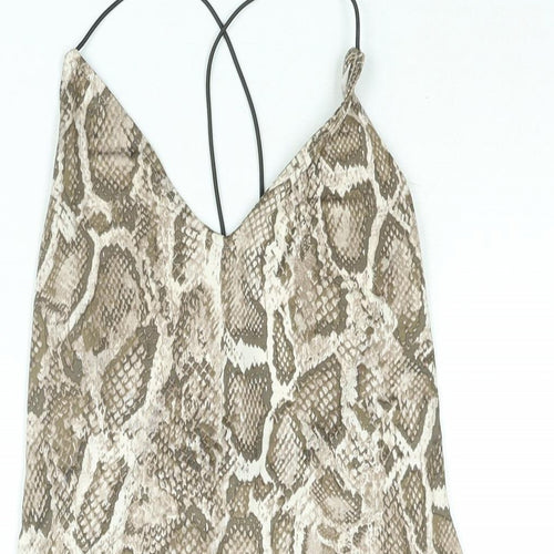 Divided by H&M Womens Brown Animal Print Polyester Bodycon Size M V-Neck Pullover - Snakeskin Print