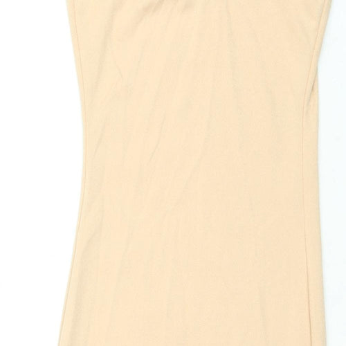 PRETTYLITTLETHING Womens Beige Polyester Mini Size 8 Scoop Neck Pullover