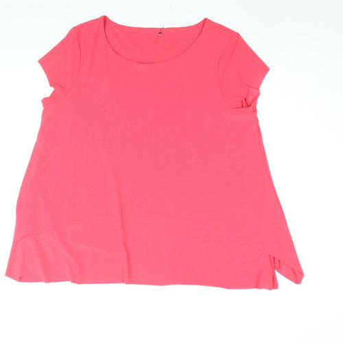 Phase Eight Womens Pink Polyester Basic Blouse Size 16 Round Neck