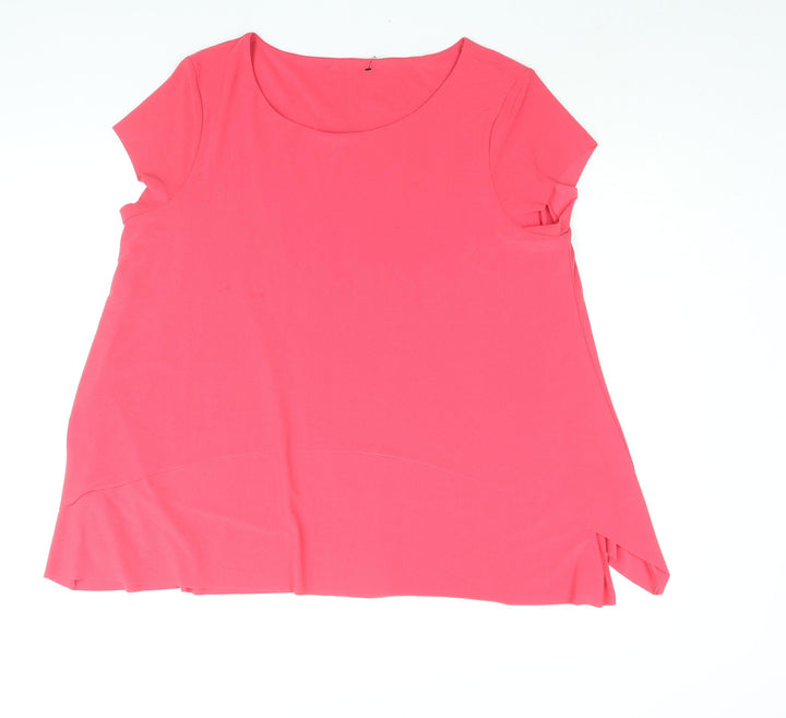 Phase Eight Womens Pink Polyester Basic Blouse Size 16 Round Neck