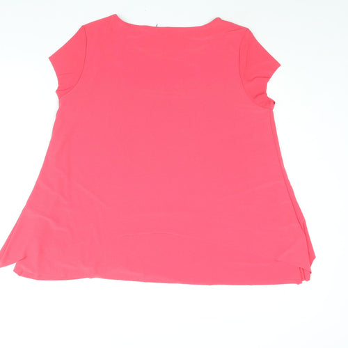 Phase Eight Womens Pink Polyester Basic Blouse Size 16 Round Neck