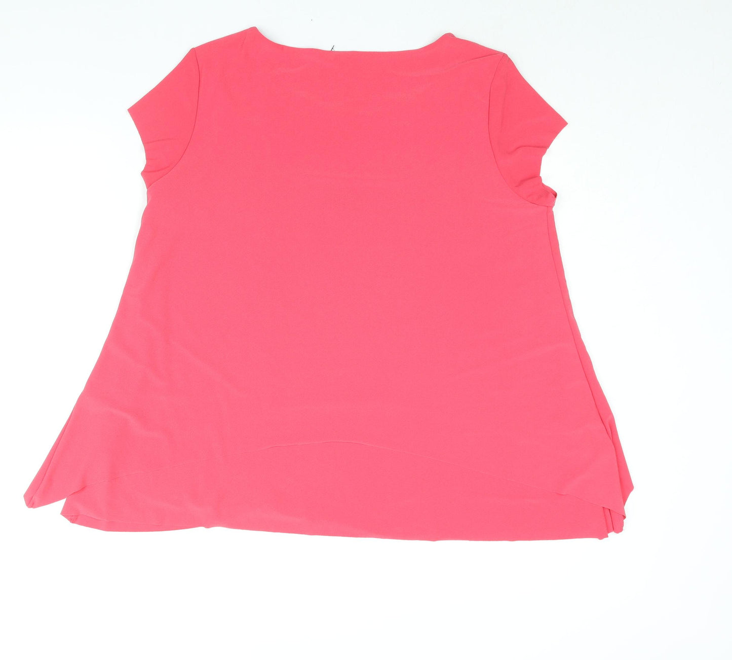 Phase Eight Womens Pink Polyester Basic Blouse Size 16 Round Neck