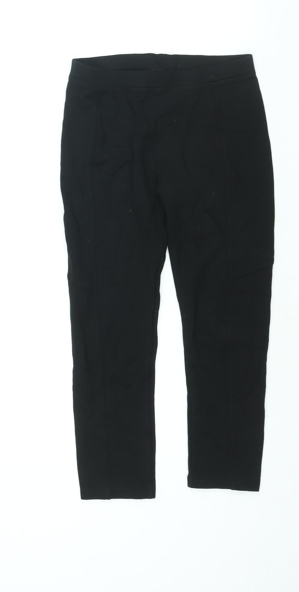 NEXT Girls Black Viscose Cropped Trousers Size 9 Years L20 in Regular Pullover