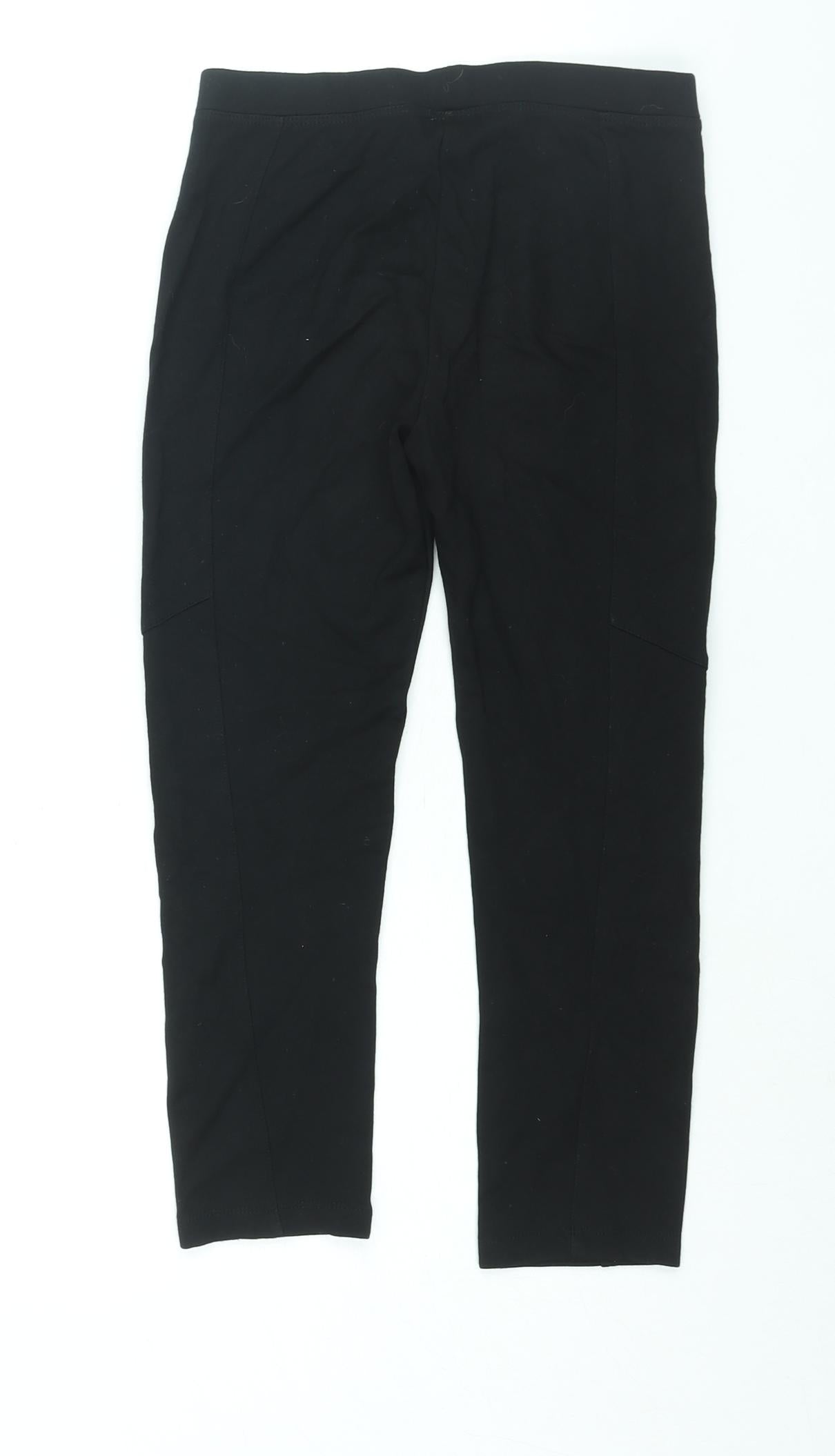 NEXT Girls Black Viscose Cropped Trousers Size 9 Years L20 in Regular Pullover