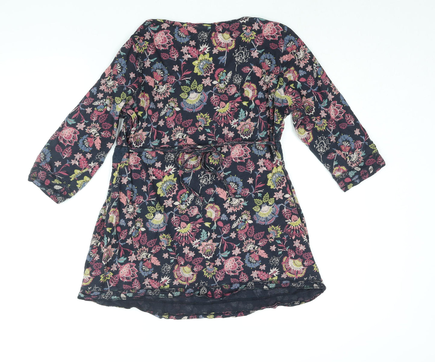 Per Una Womens Blue Floral Cotton Basic Blouse Size 16 V-Neck