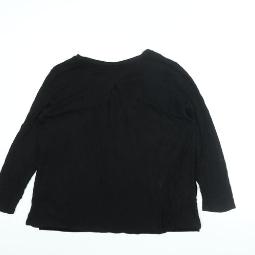 Oui Womens Black Viscose Basic Blouse Size 16 V-Neck - Velour