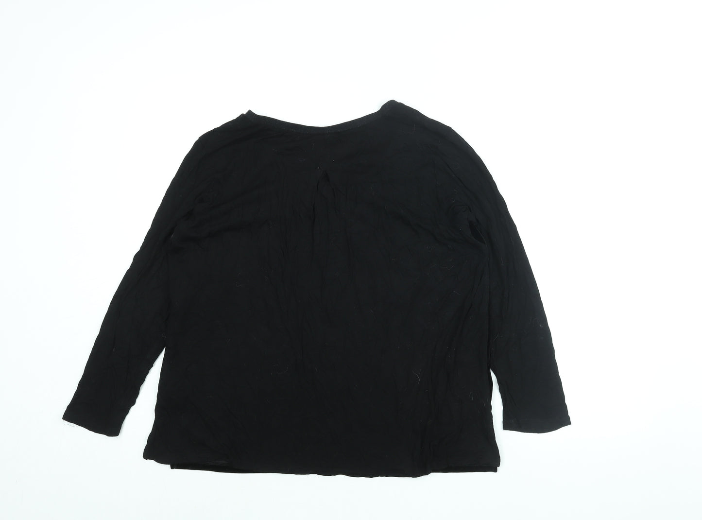 Oui Womens Black Viscose Basic Blouse Size 16 V-Neck - Velour