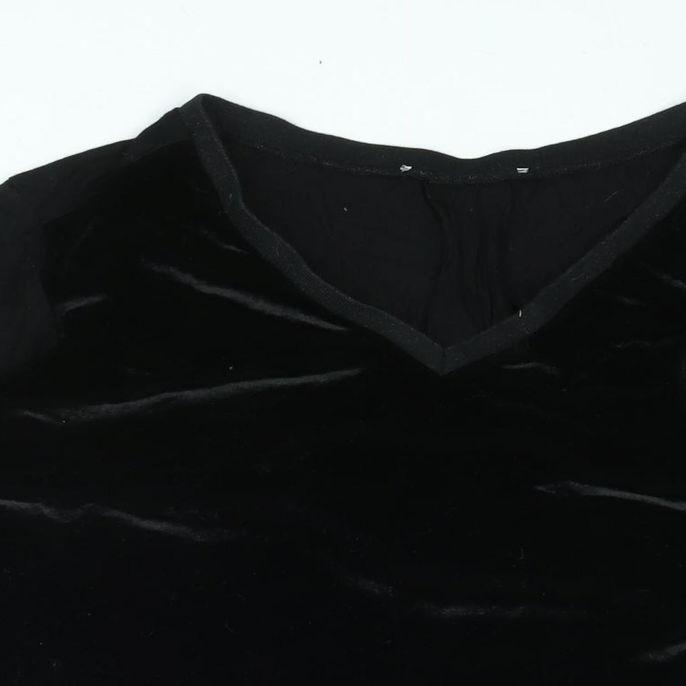 Oui Womens Black Viscose Basic Blouse Size 16 V-Neck - Velour