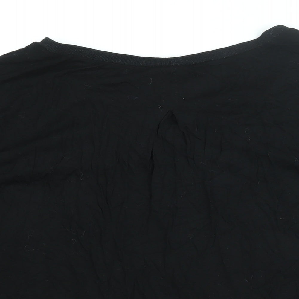 Oui Womens Black Viscose Basic Blouse Size 16 V-Neck - Velour