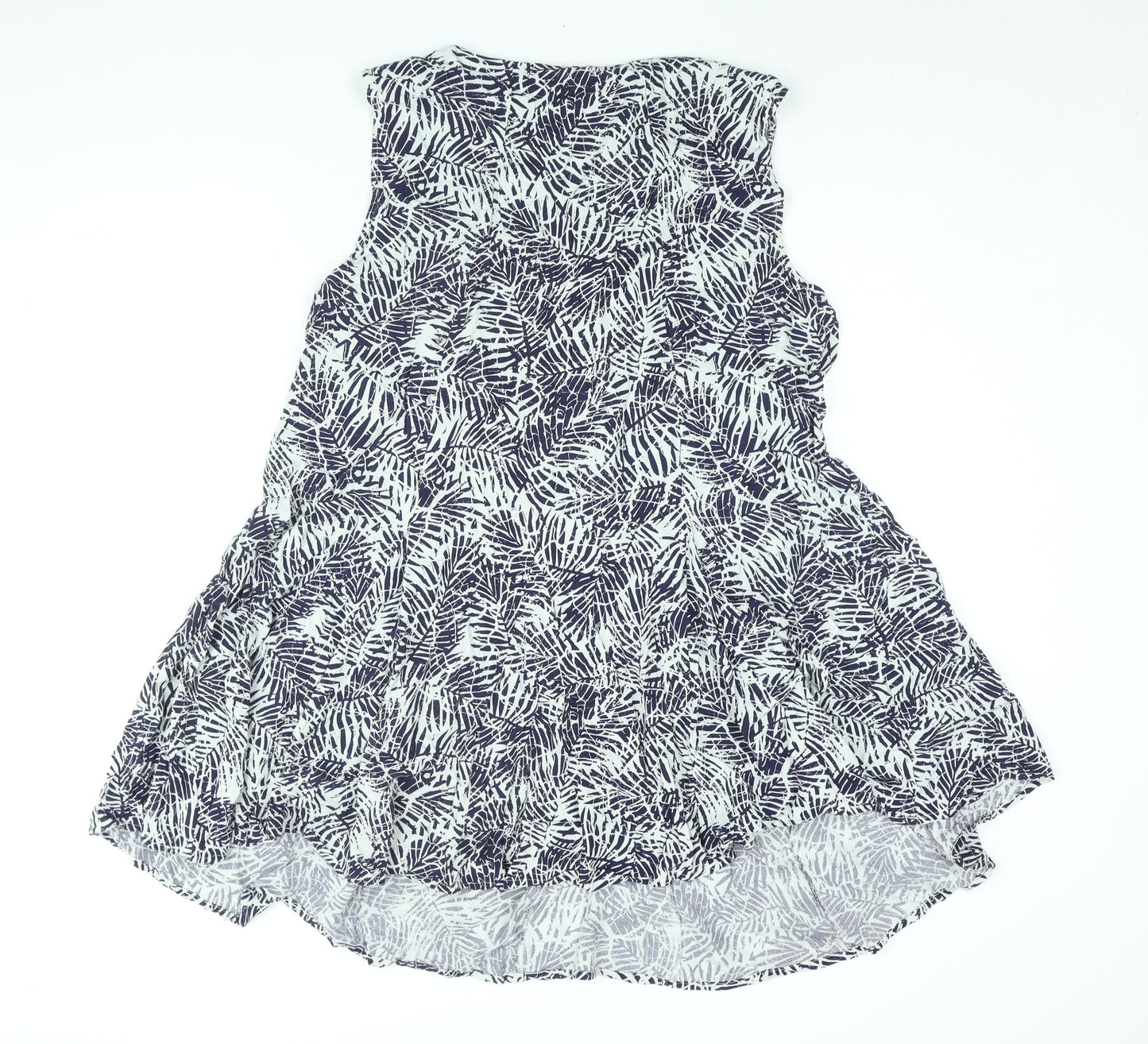 New Look Womens Blue Geometric Viscose A-Line Size 18 Scoop Neck Pullover