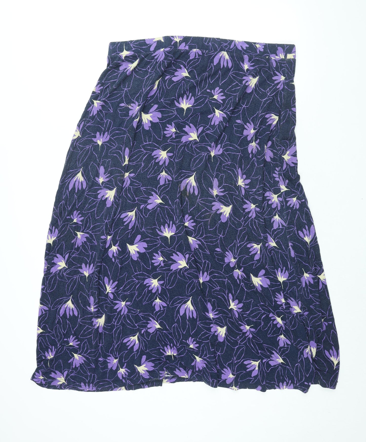 Woolovers Womens Blue Geometric Viscose A-Line Skirt Size XL