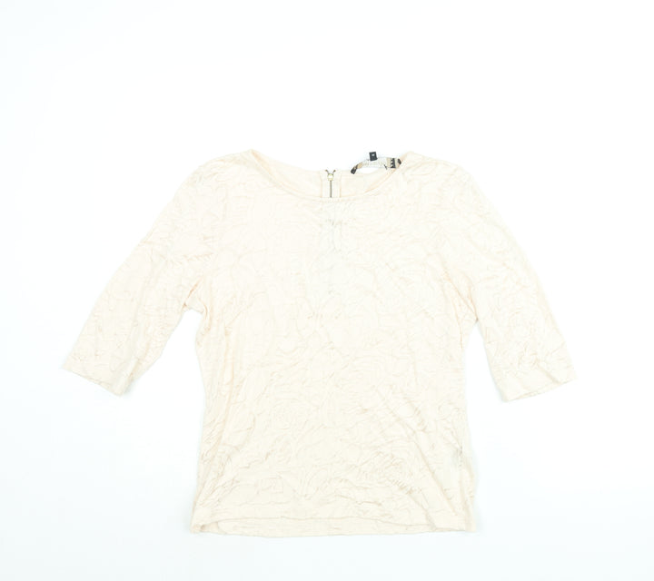 Principles Womens Pink Floral Cotton Basic Blouse Size 12 Round Neck
