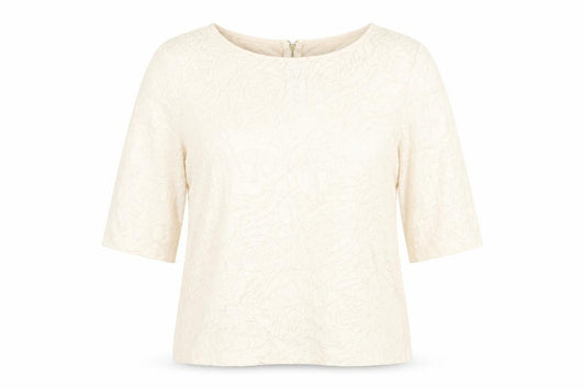 Front view of Principles women’s pink floral cotton basic blouse, size UK 12, round neck