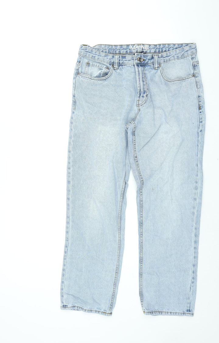 Maine New England Womens Blue Cotton Straight Jeans Size 34 in L28 in Regular Zip