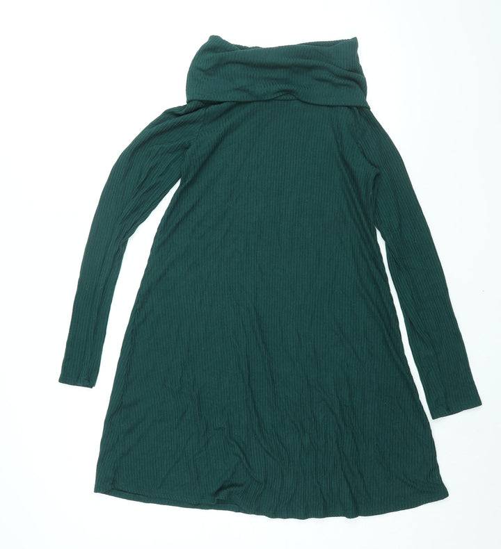 Apricot Womens Green Viscose A-Line Size 8 Roll Neck Pullover