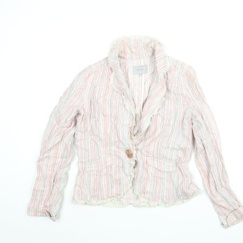 Per Una Womens Multicoloured Striped Jacket Blazer Size 10 Button - Frill