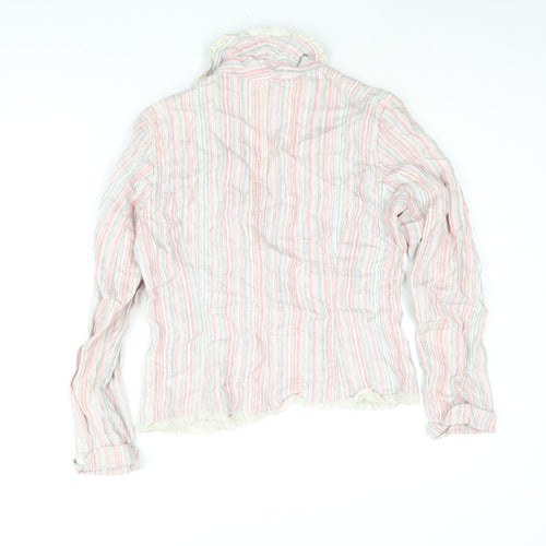 Per Una Womens Multicoloured Striped Jacket Blazer Size 10 Button - Frill