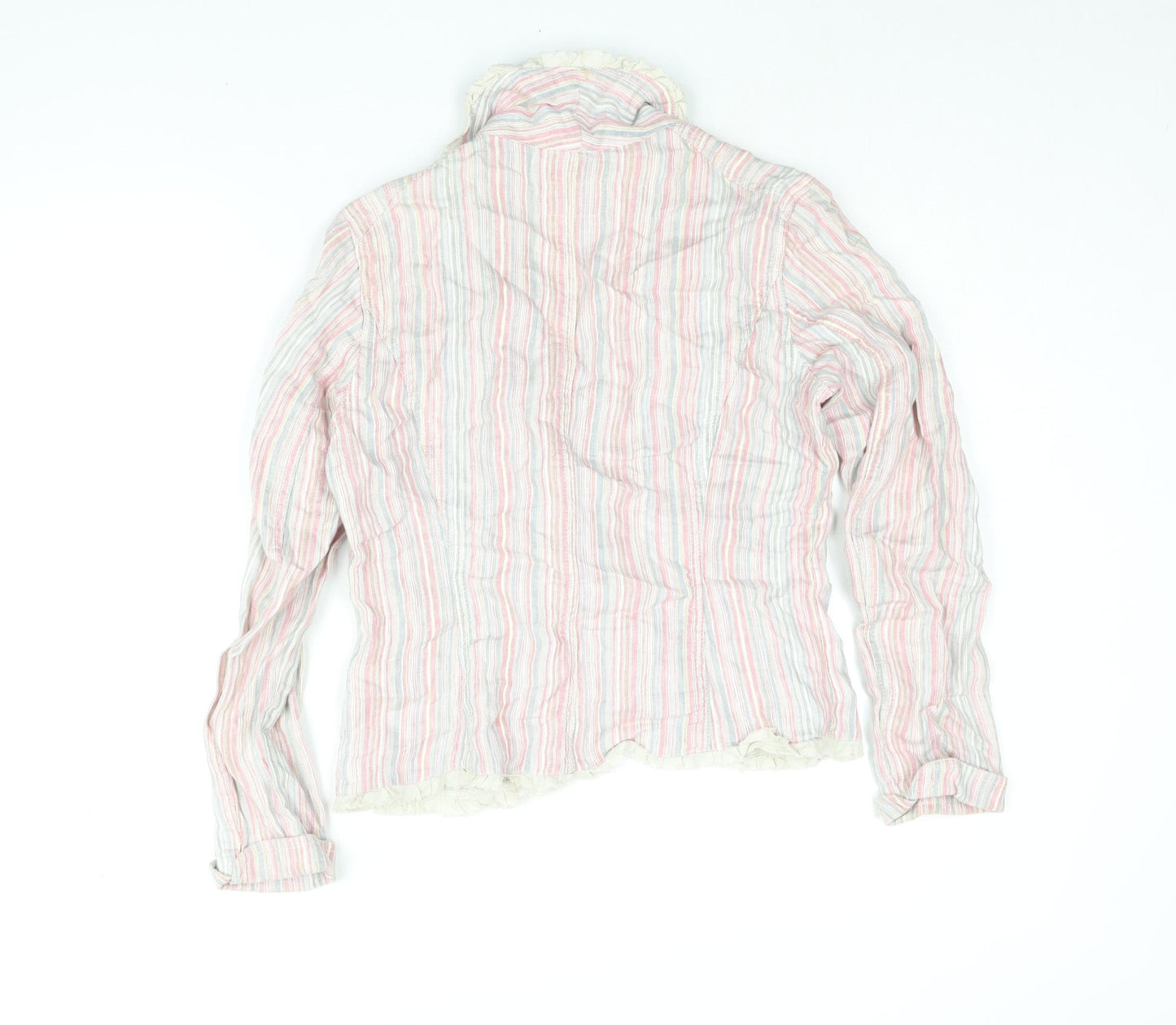 Per Una Womens Multicoloured Striped Jacket Blazer Size 10 Button - Frill