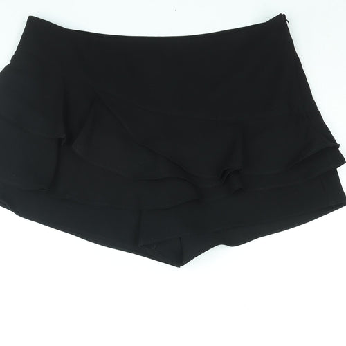 River Island Womens Black Polyester Skort Skirt Size 14 Zip - Frill