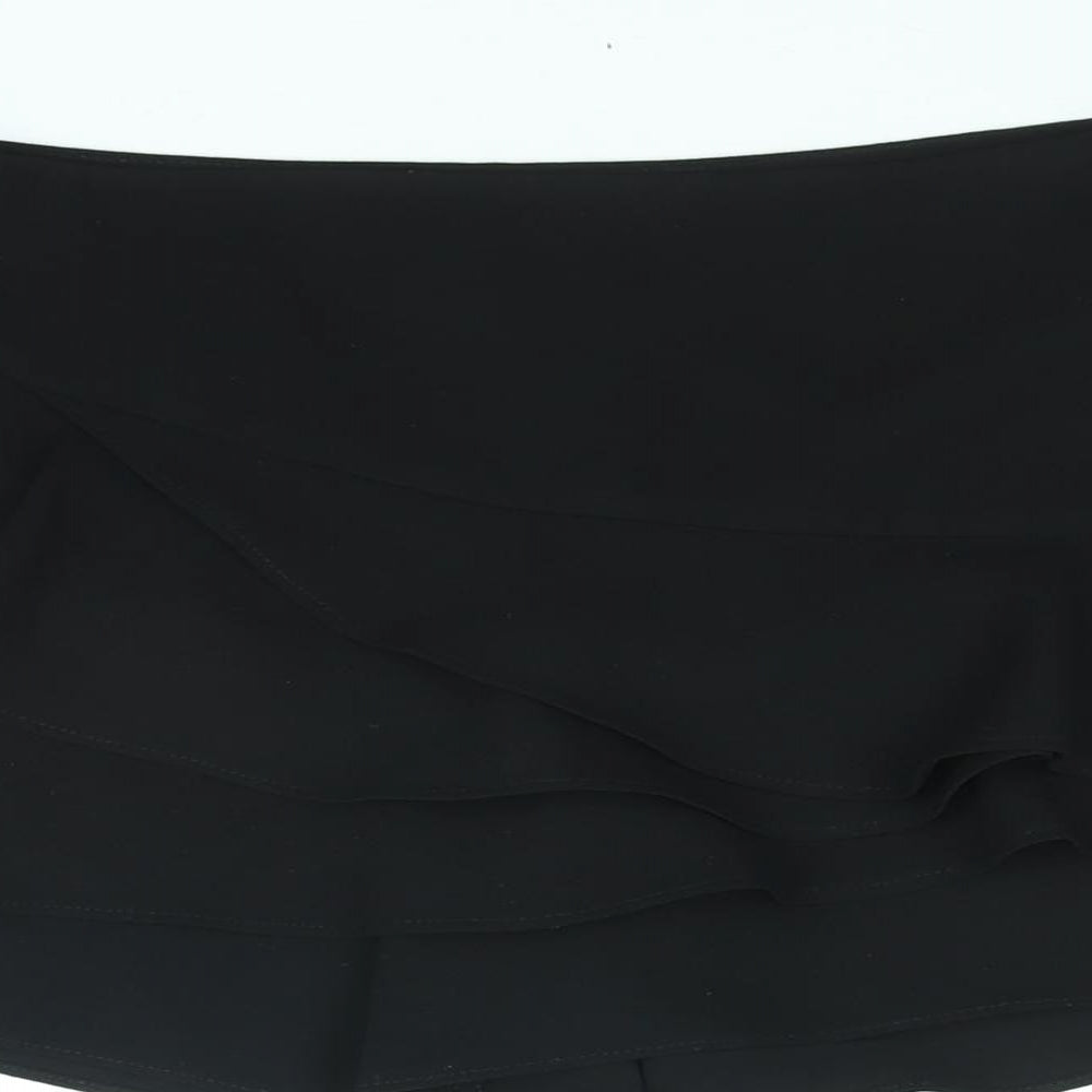 River Island Womens Black Polyester Skort Skirt Size 14 Zip - Frill