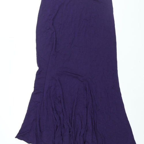 Per Una Womens Purple Viscose Trumpet Skirt Size 12 - Embroidered