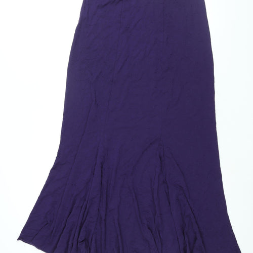 Per Una Womens Purple Viscose Trumpet Skirt Size 12 - Embroidered