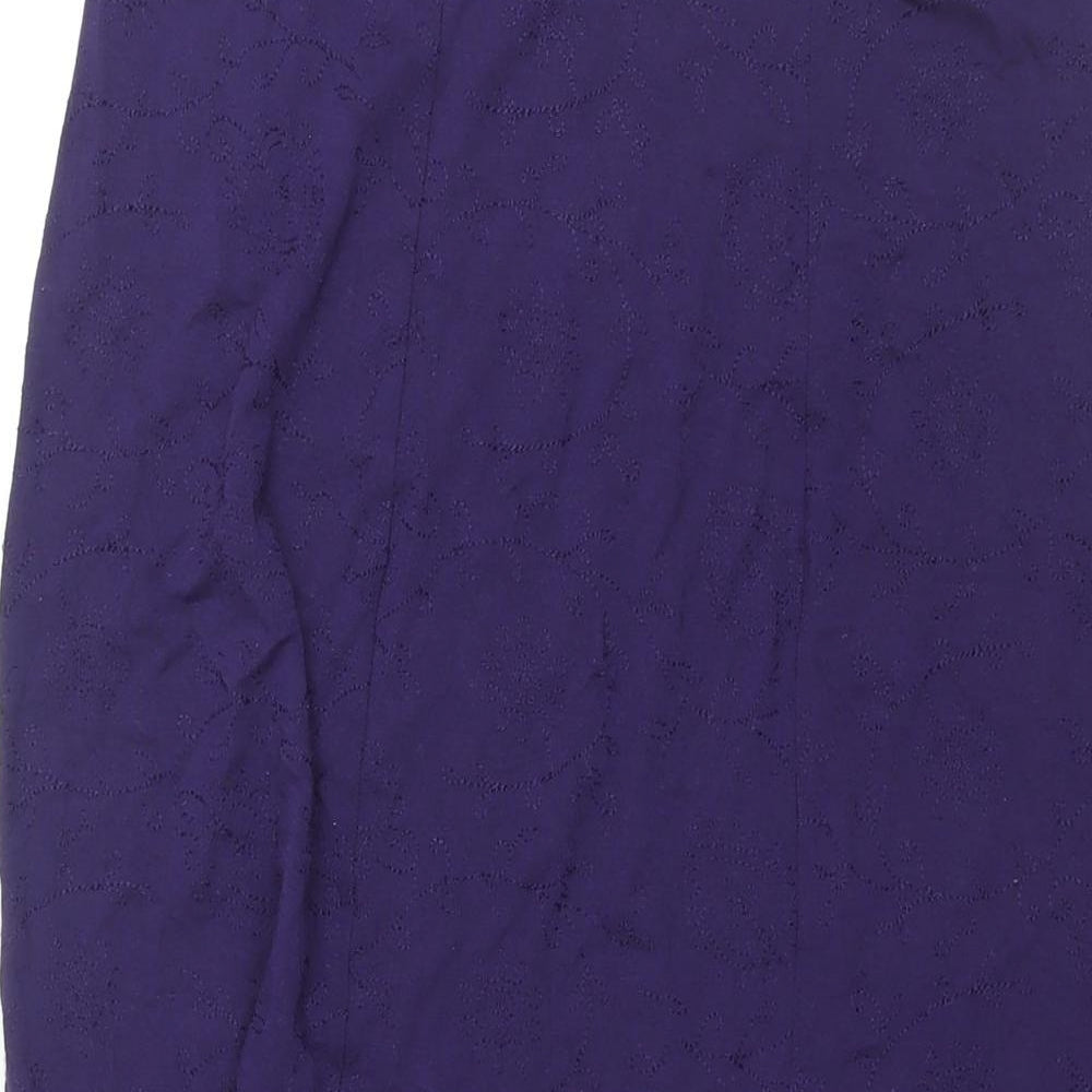 Per Una Womens Purple Viscose Trumpet Skirt Size 12 - Embroidered