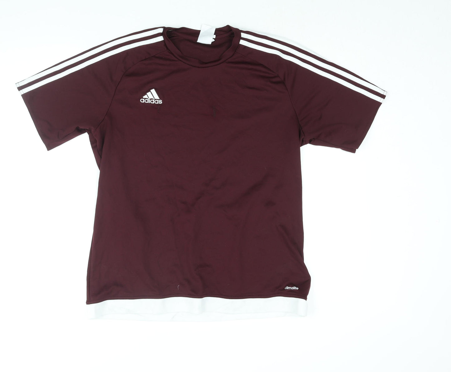 adidas Mens Purple Polyester Basic T-Shirt Size L Round Neck Pullover - Logo Three Stripe Sleeve