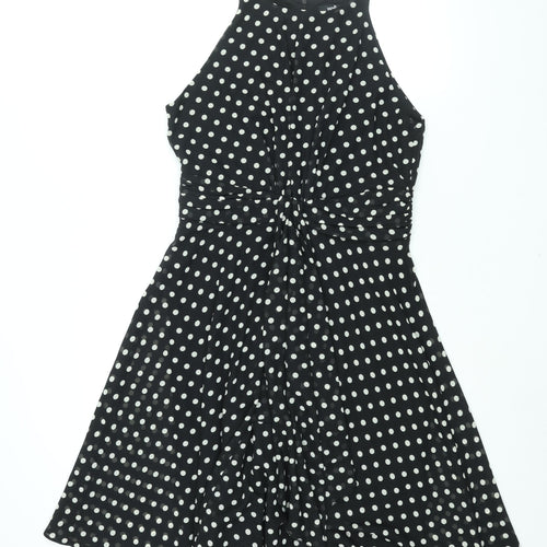Wallis Womens Black Polyester Fit & Flare Size 12 Square Neck Zip - Frill