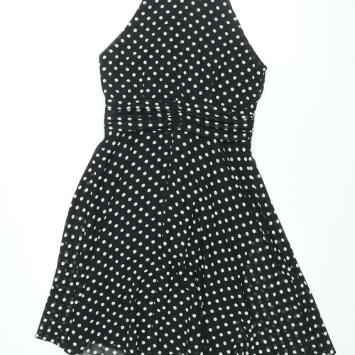 Wallis Womens Black Polyester Fit & Flare Size 12 Square Neck Zip - Frill