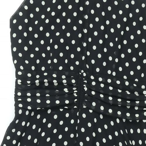 Wallis Womens Black Polyester Fit & Flare Size 12 Square Neck Zip - Frill