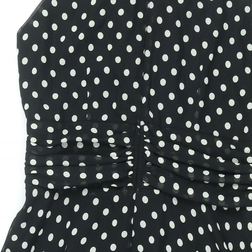 Wallis Womens Black Polyester Fit & Flare Size 12 Square Neck Zip - Frill