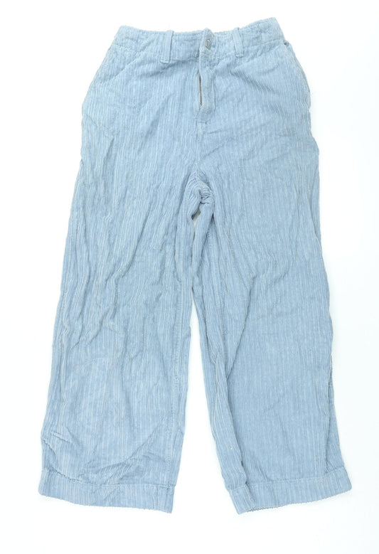 Topshop Womens Blue Cotton Trousers Size 8 L25 in Regular Zip