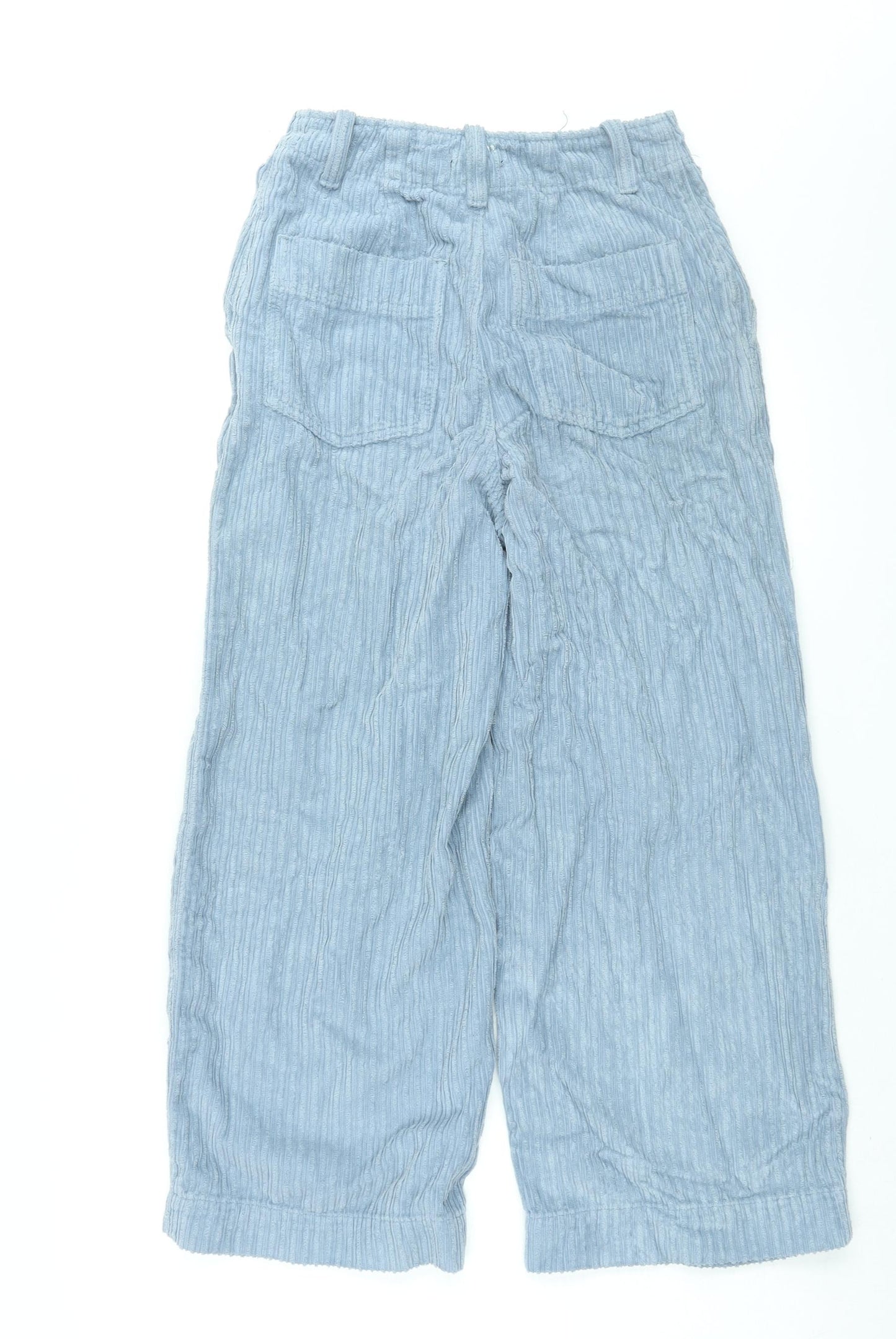 Topshop Womens Blue Cotton Trousers Size 8 L25 in Regular Zip