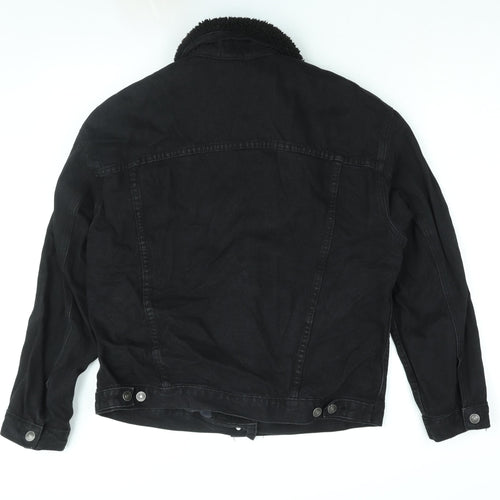 ASOS Womens Black Jacket Size 12 Button - Fleece Lined