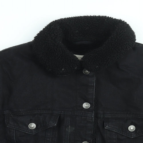 ASOS Womens Black Jacket Size 12 Button - Fleece Lined