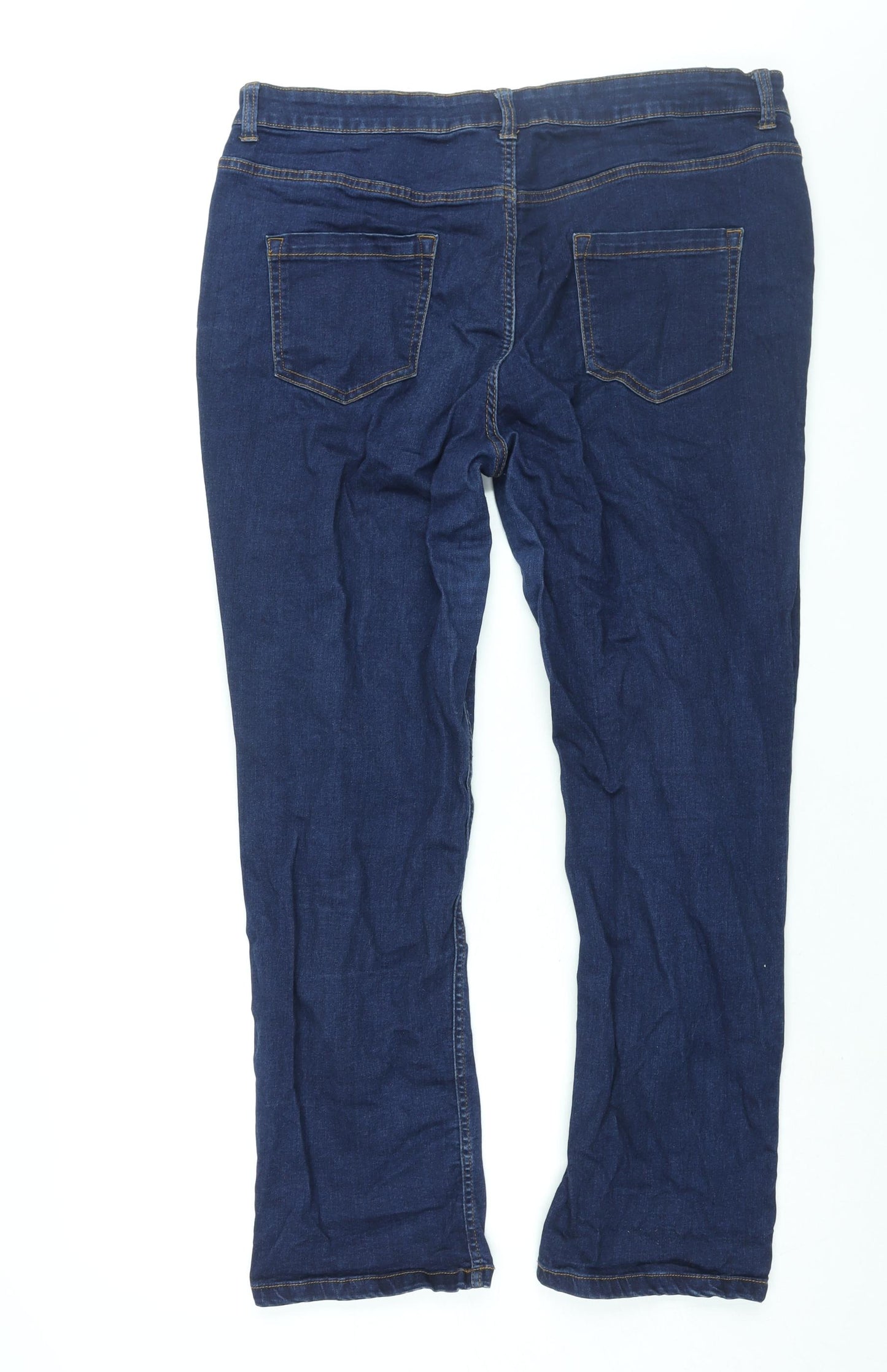 TU Womens Blue Cotton Straight Jeans Size 16 L28 in Regular Zip