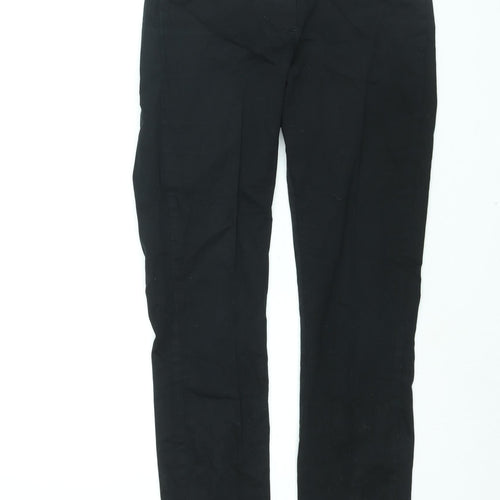 H&M Womens Black Cotton Trousers Size 8 L27 in Regular - Elasticated Waist