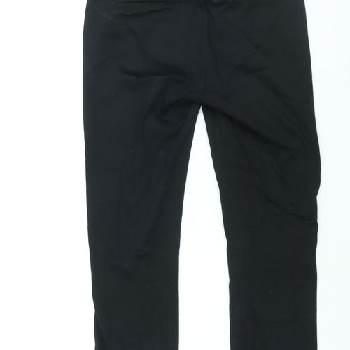 H&M Womens Black Cotton Trousers Size 8 L27 in Regular - Elasticated Waist