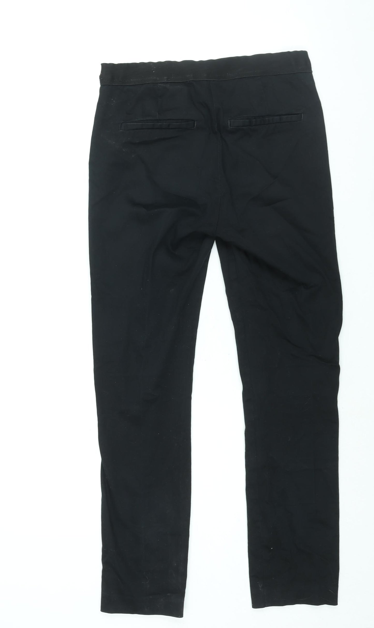 H&M Womens Black Cotton Trousers Size 8 L27 in Regular - Elasticated Waist