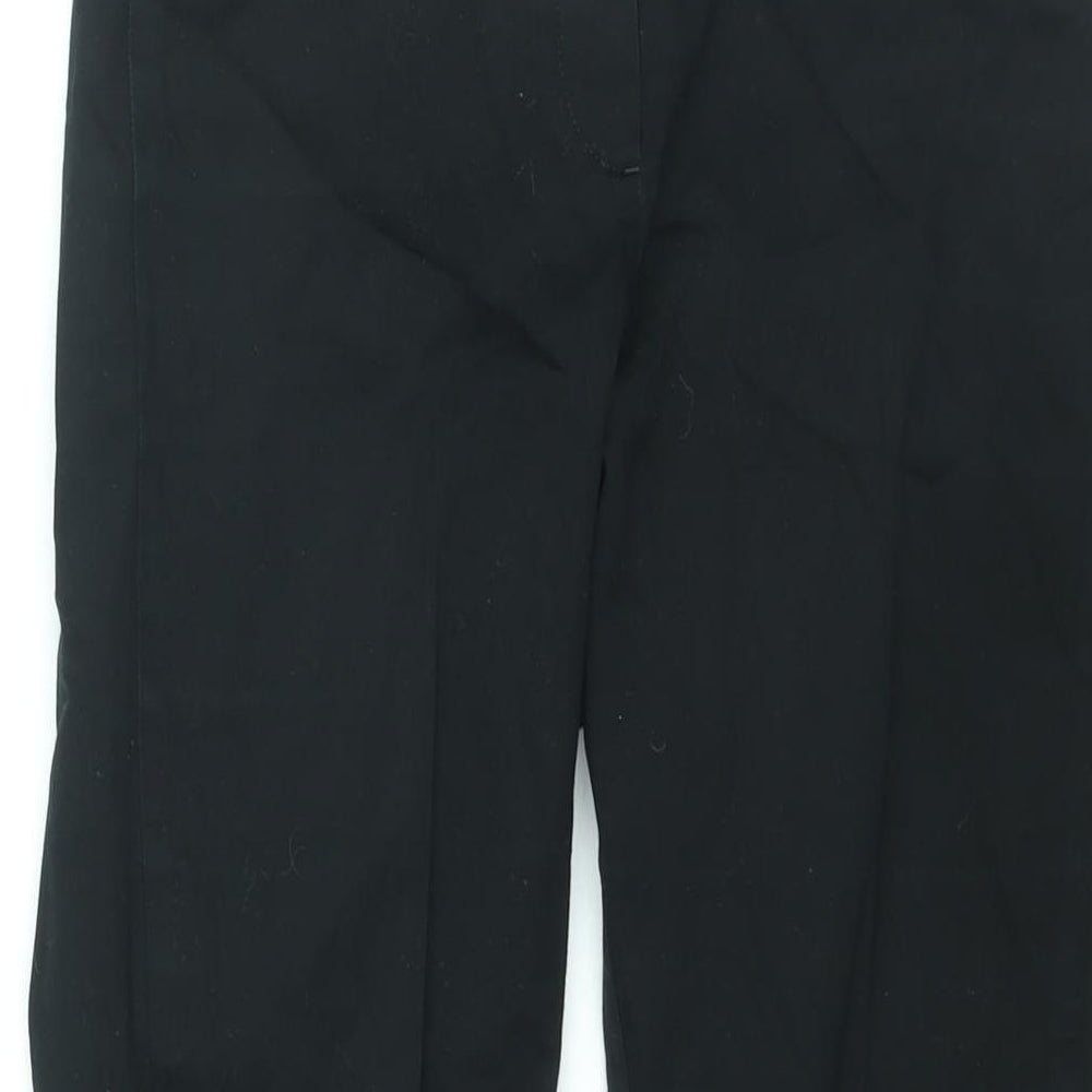 H&M Womens Black Cotton Trousers Size 8 L27 in Regular - Elasticated Waist