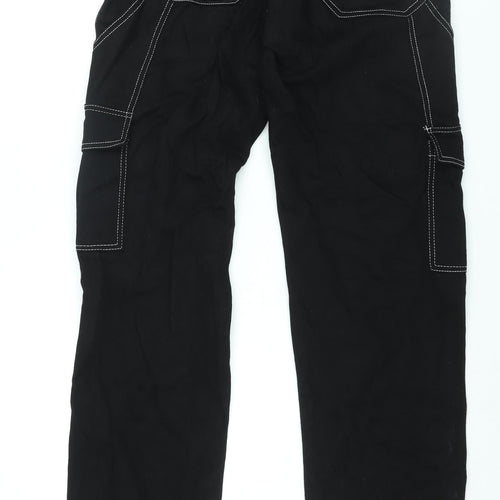 Punk'd Image Womens Black Cotton Wide-Leg Jeans Size 6 L33 in Regular Zip - Stitch Detail Cargo